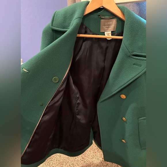 J Crew Majesty green wool pea coat size 4 - Picture 5 of 5